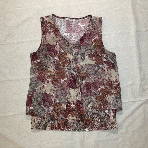 Roz & Ali Tops - Roz & Ali Sleeveless Paisley Print Blouse - Large